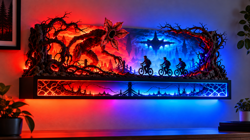LED Horror Wall Display Shelf β 80s Sci-Fi Room Decor