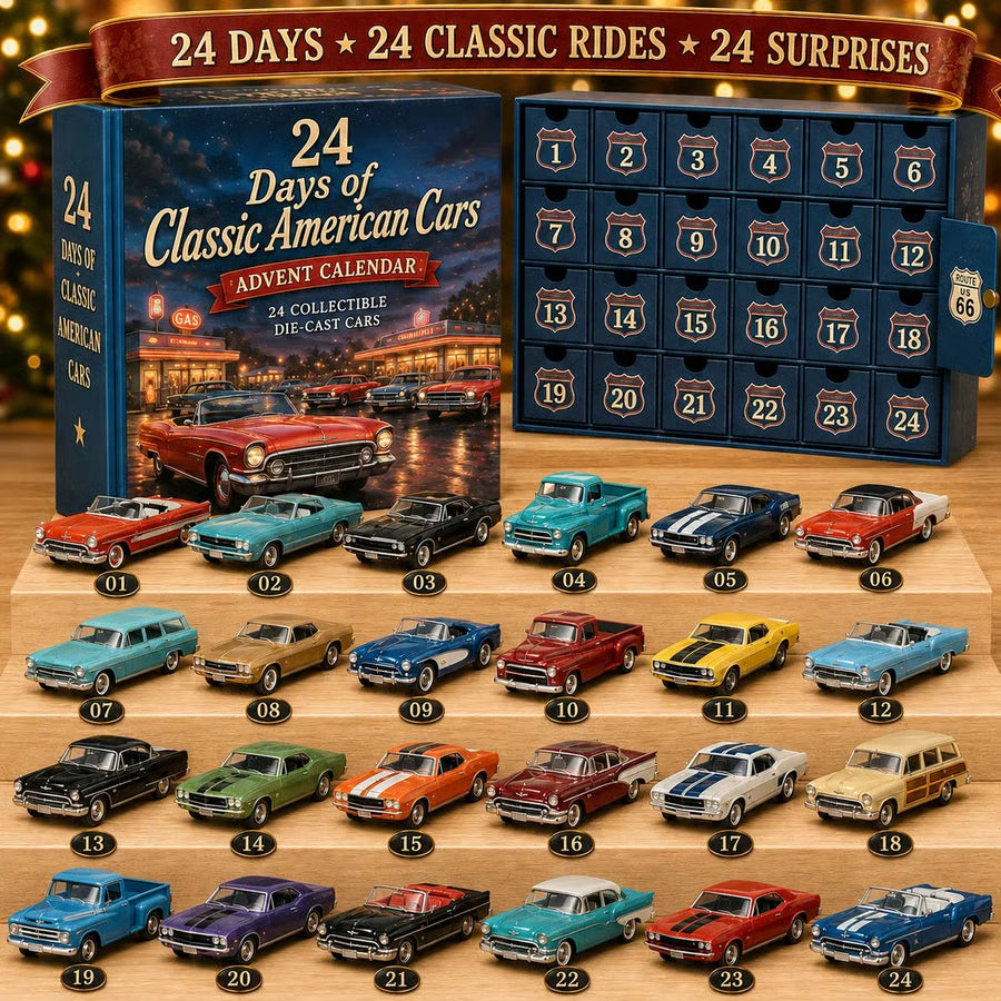 Classic cars advent calendar for kids with 24 surprises