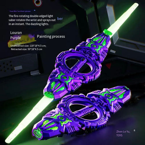 Glowing Spinning Sword Toy – Purple Cyberpunk Light Blade