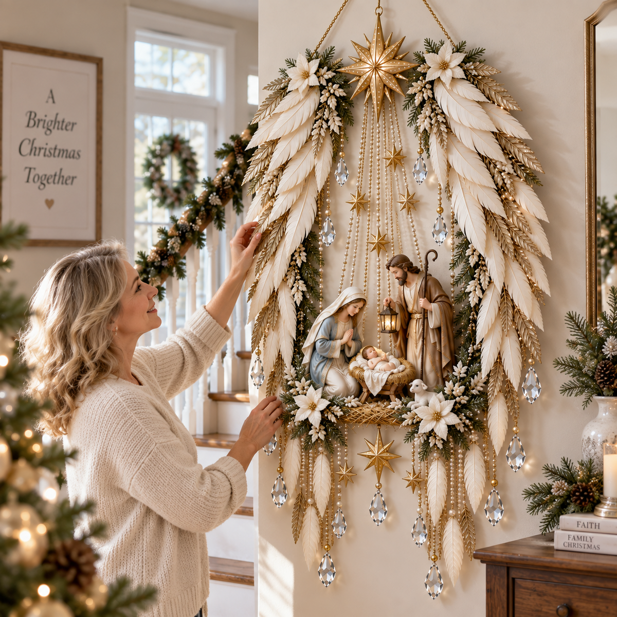 Angel Wings Nativity Light – Holy Family wall decor for Christmas, image 7