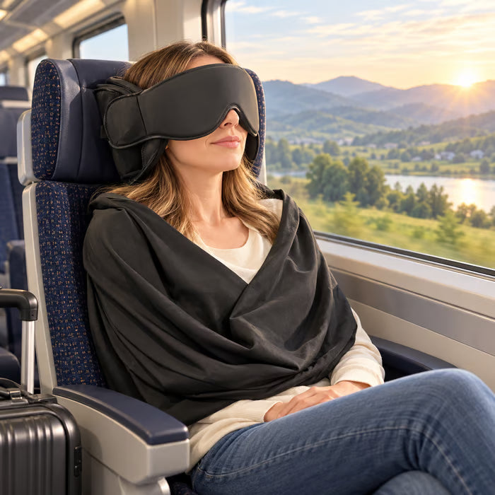 All-in-One Airplane Sleep System – Blackout, Noise-Dampening Memory Foam Travel Kit