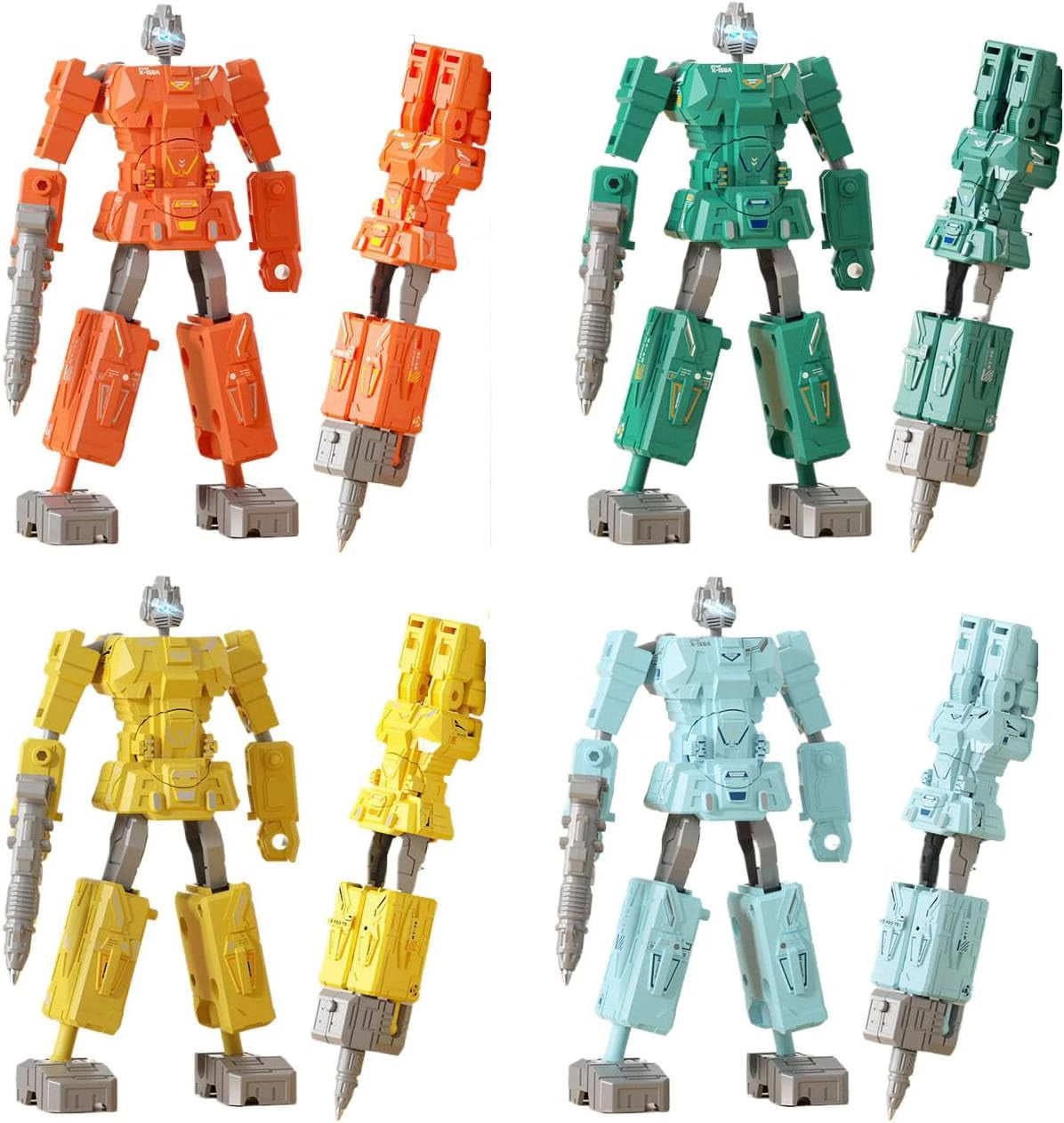 Transforming robot ballpoint pen set
