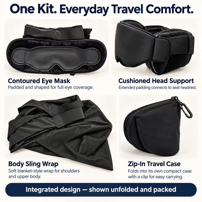 All-in-One Airplane Sleep System – Blackout, Noise-Dampening Memory Foam Travel Kit