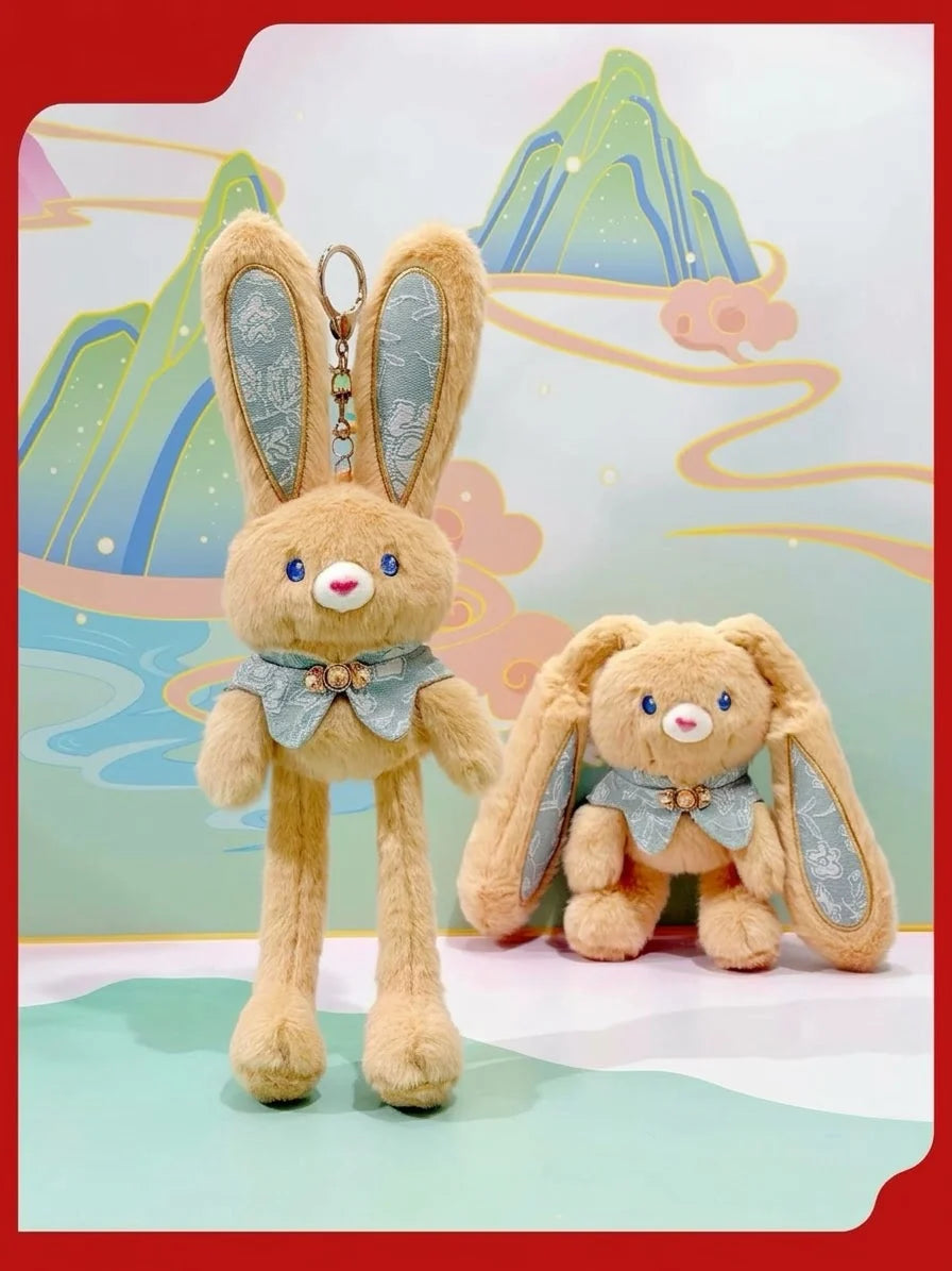 Kawaii Pink Bunny Plush Keychain – Cute Bag Charm Set
