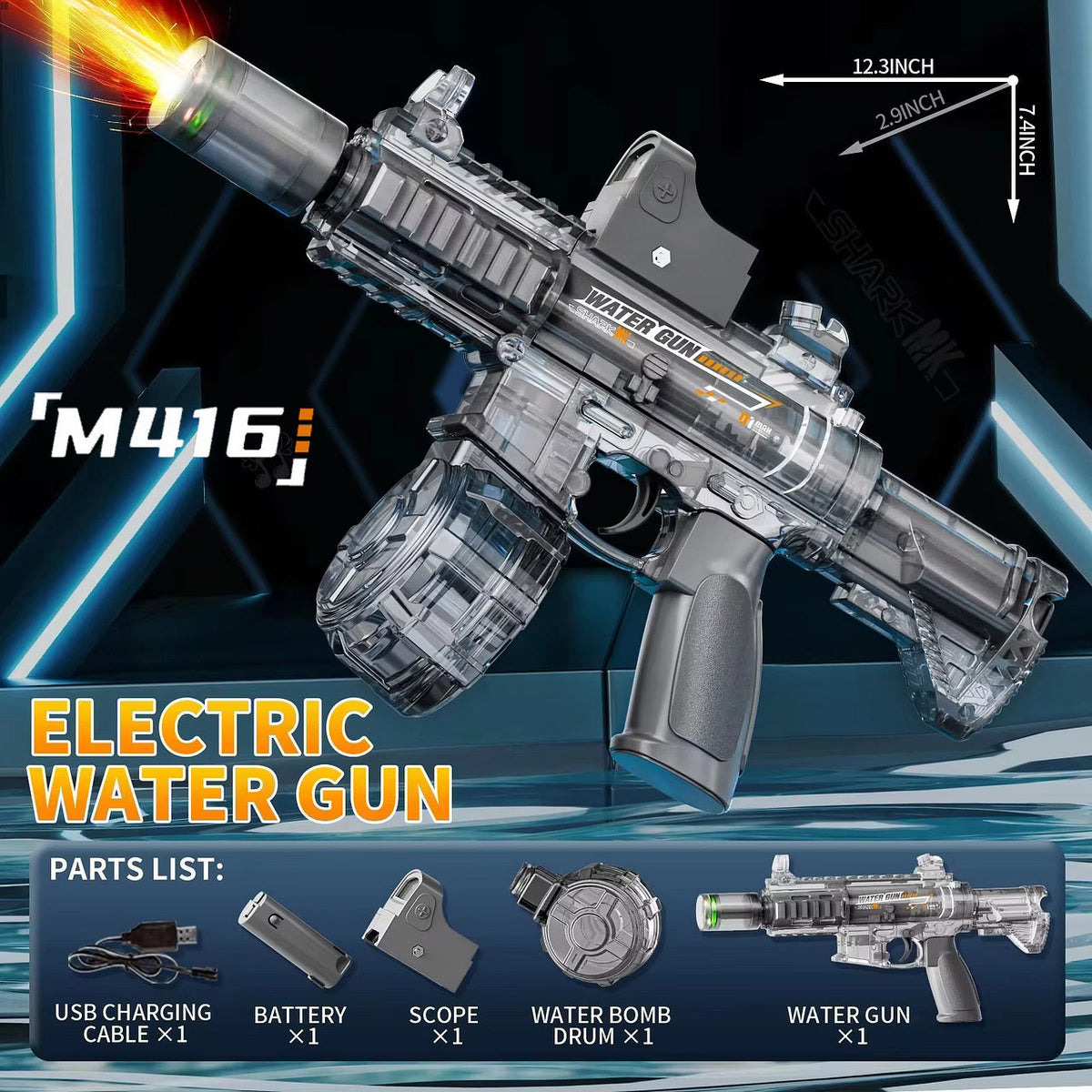 Electric Water Gun with Drum Tank – Automatic Water Blaster – image 10