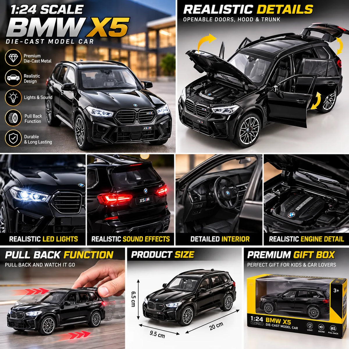 1:24 BMW X5 Model Car – Black