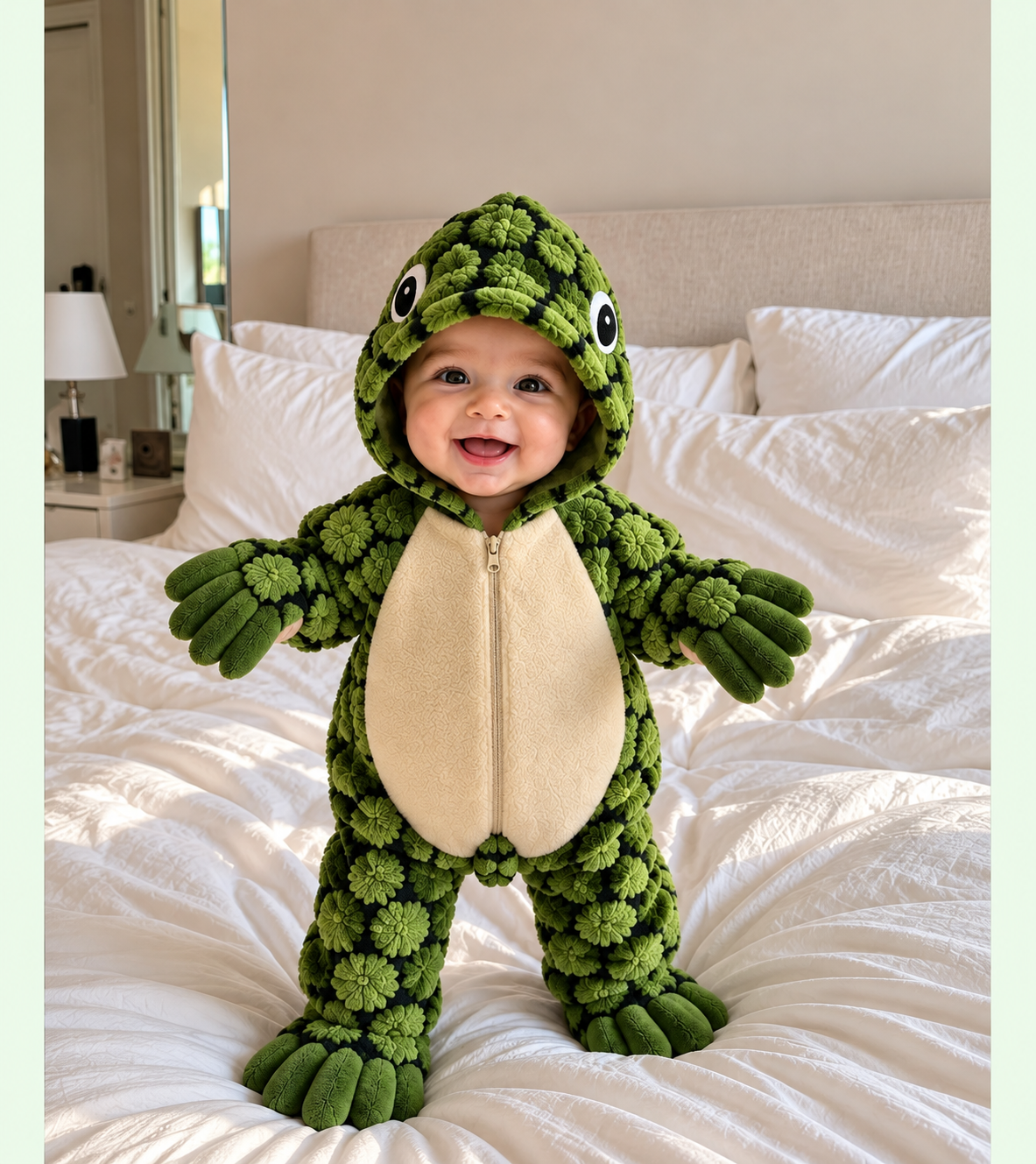 Green Dinosaur Baby Costume – Plush Dino Onesie – image 2