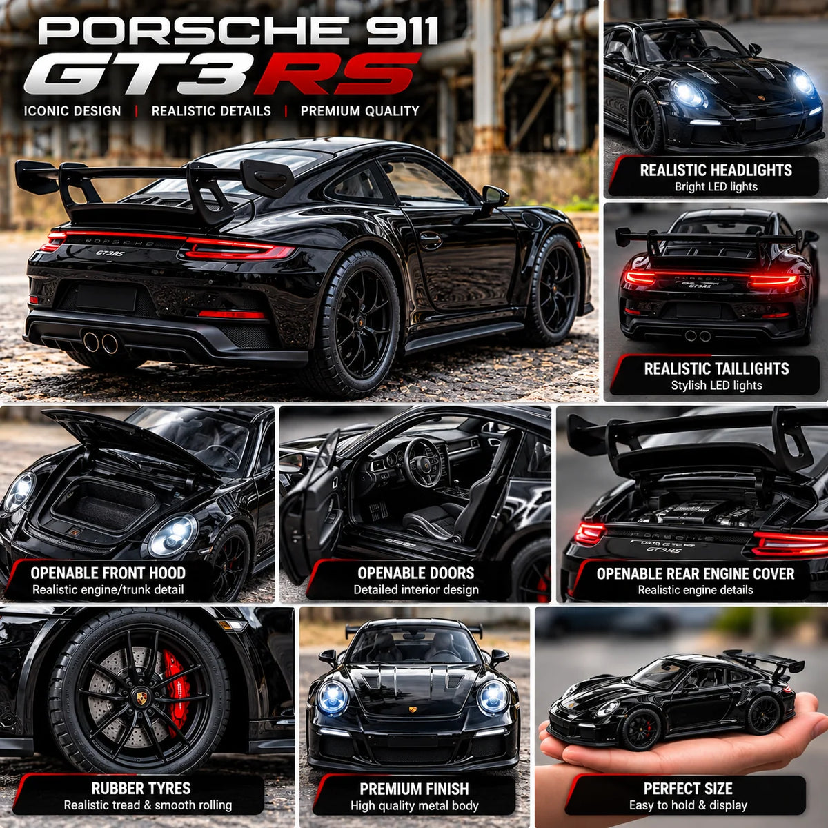 Porsche 911 GT3 RS Model Car – Black