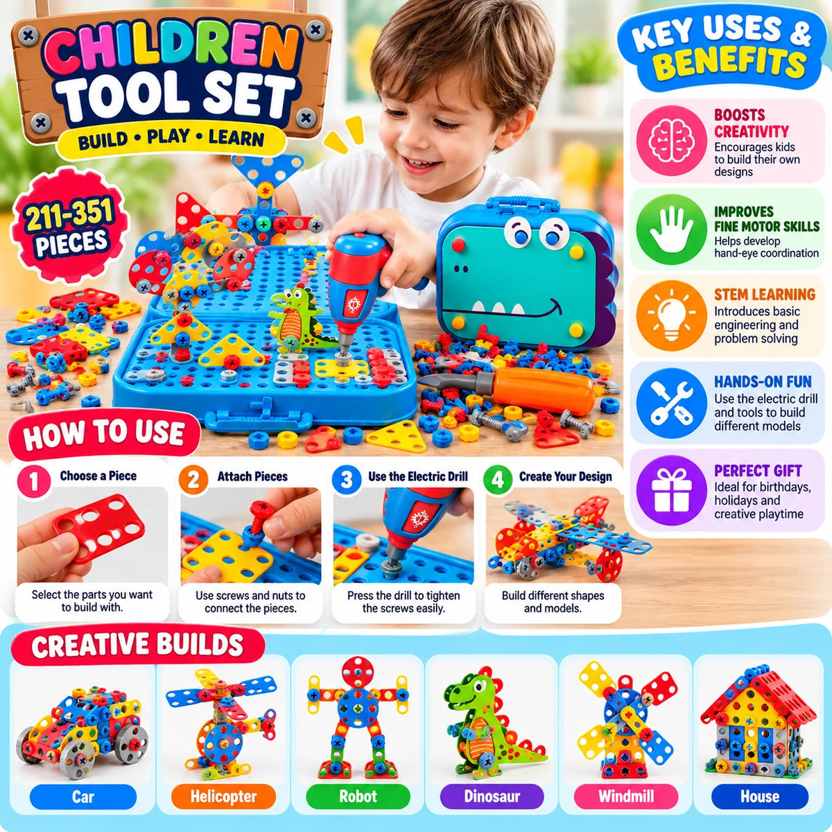 Dinosaur Drill & Assembly Tool Set