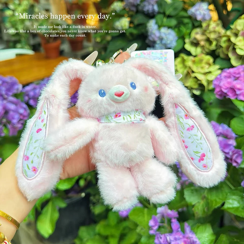 Kawaii Pink Bunny Plush Keychain – Cute Bag Charm Set – image 4