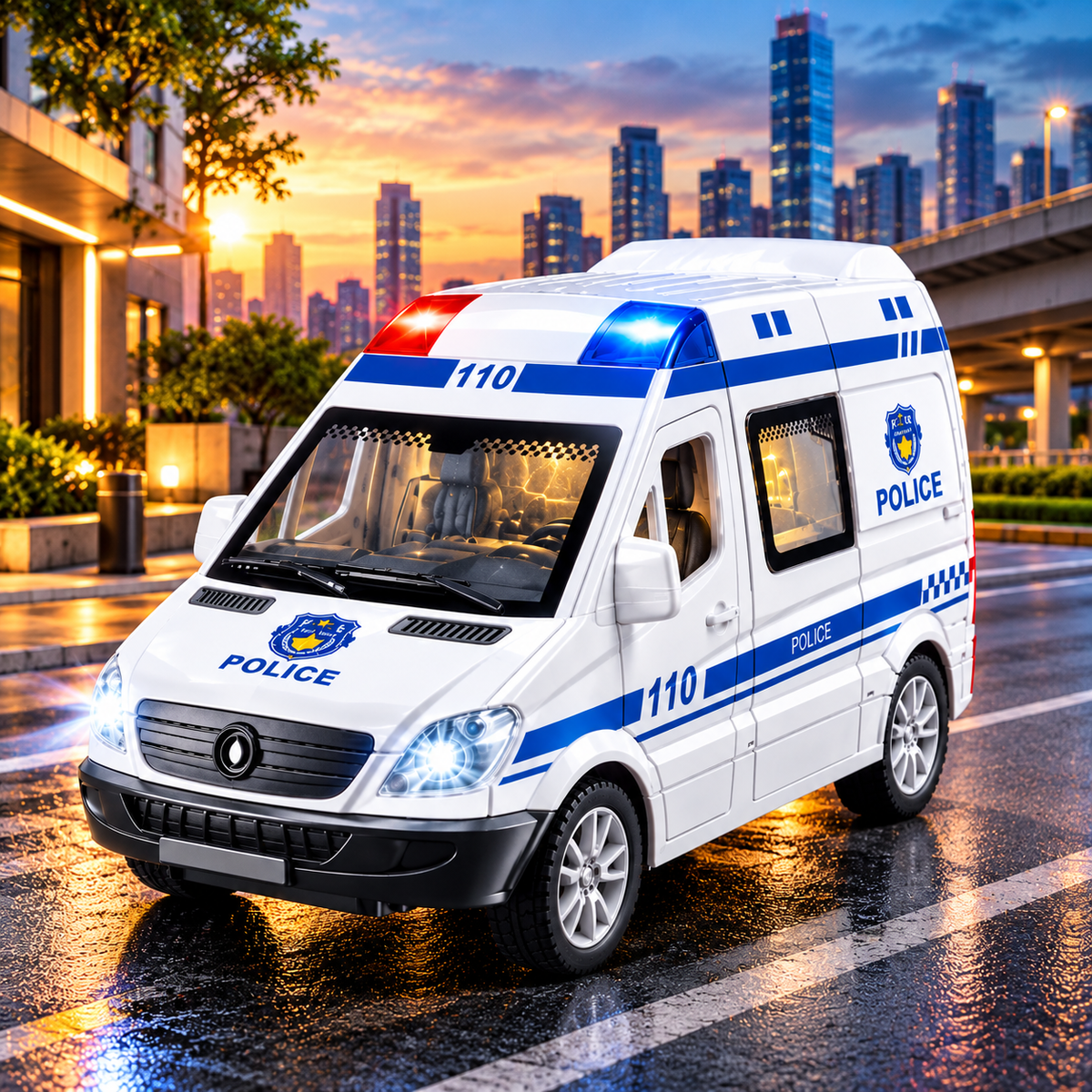 Glossy Police Van Toy Model