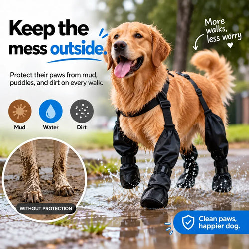 Waterproof Dog Paw Protectors – Rain & Mud Paw Covers