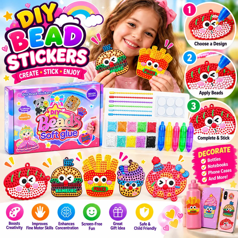 DIY Bead Sticker Craft Kit – Soft Glue Bead Art Set
