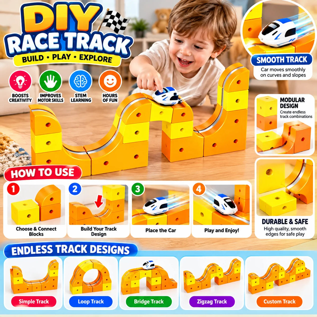 Colourful Toy Racetrack Set