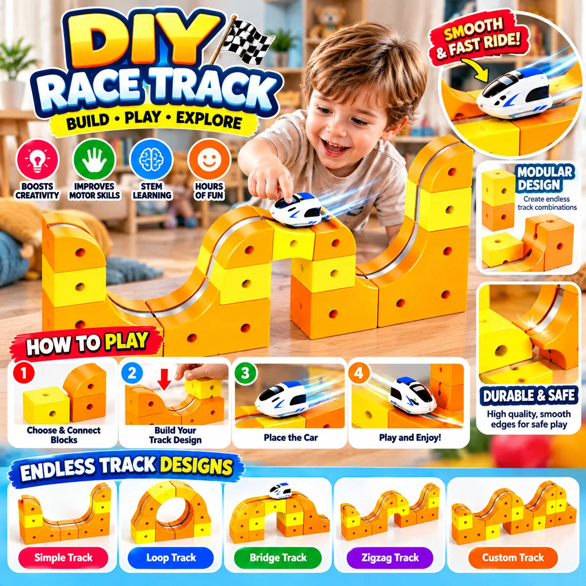 Colourful Toy Racetrack Set