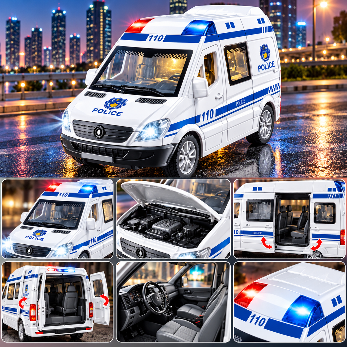 Glossy Police Van Toy Model