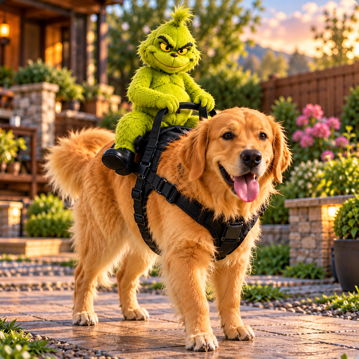 Funny Christmas Dog Rider Costume – Holiday Pet Outfit – image 2