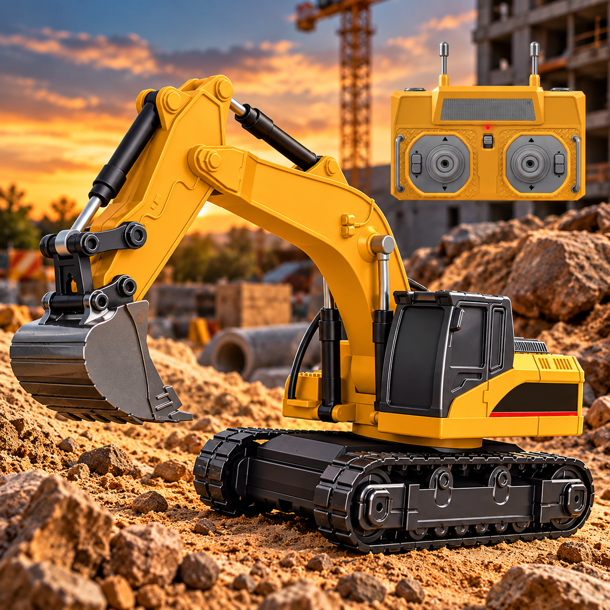 1/64 Mini RC Excavator – Remote Control Construction Toy – image 7