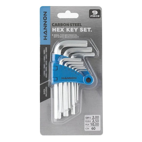 Carbon steel hex key set, 9 pieces