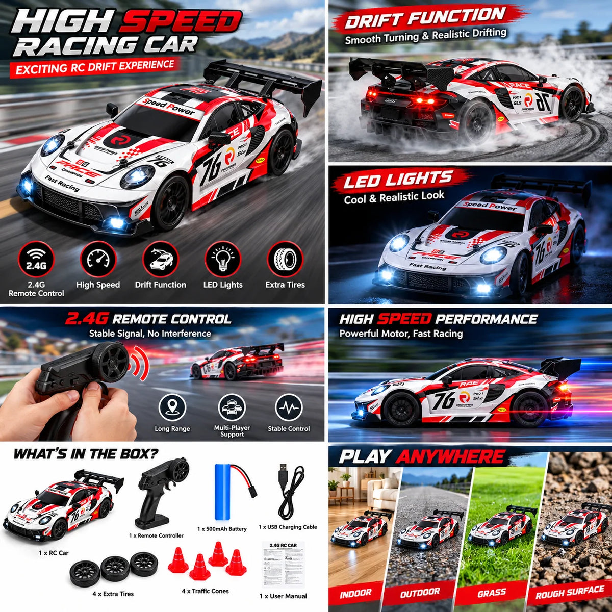 RC Drift Car – White Racing Livery