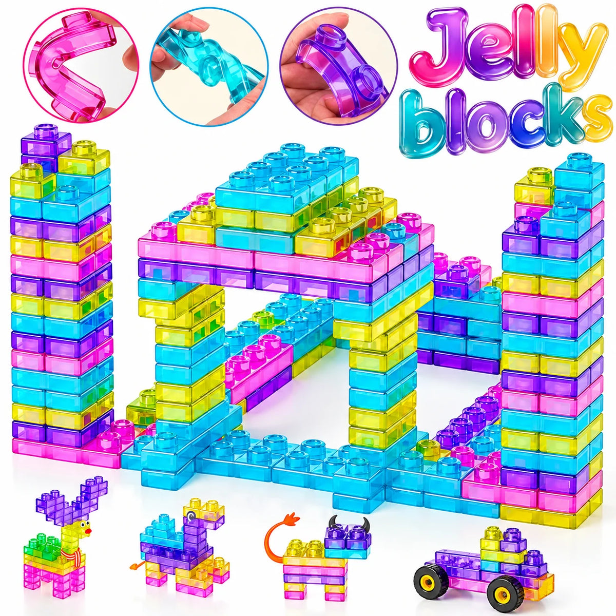 40-Piece Squishy Jelly Building Blocks