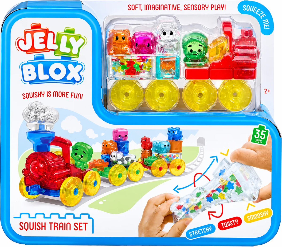 Squishy train building blocks set, 35 pieces