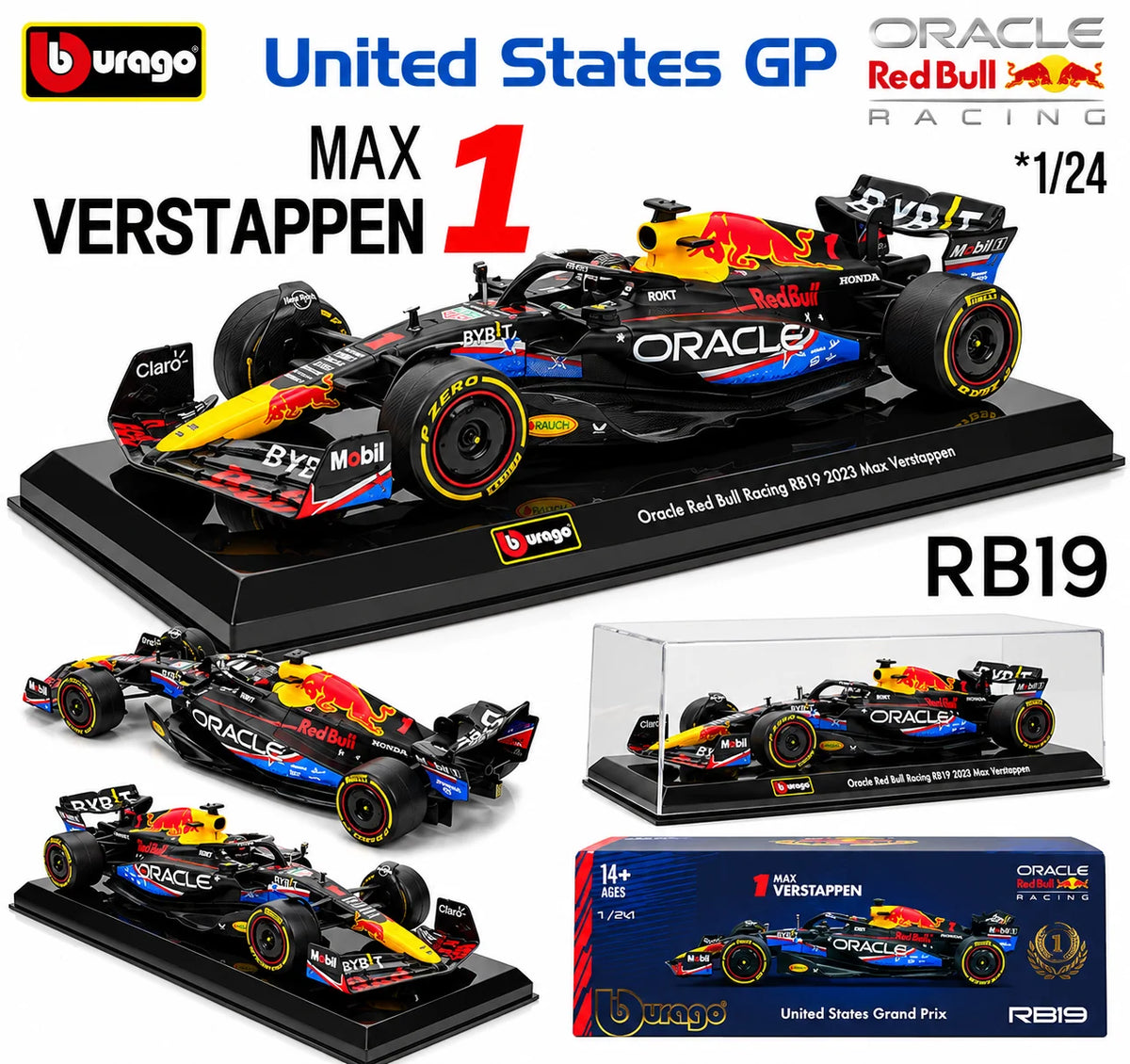 Bburago 1:24 Red Bull RB19 Verstappen #1 Model