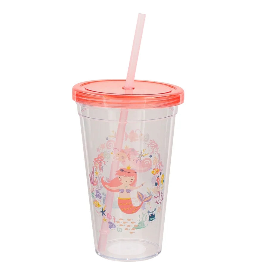 Mermaid cup with straw