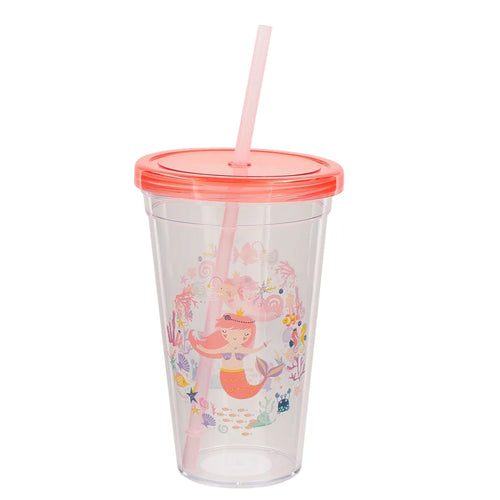 Mermaid cup with straw