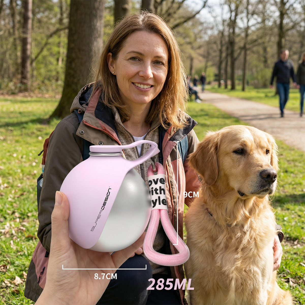 Dog water bottle on a walk
