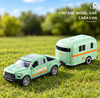 1:64 Scale Diecast Pickup Truck with Caravan Model