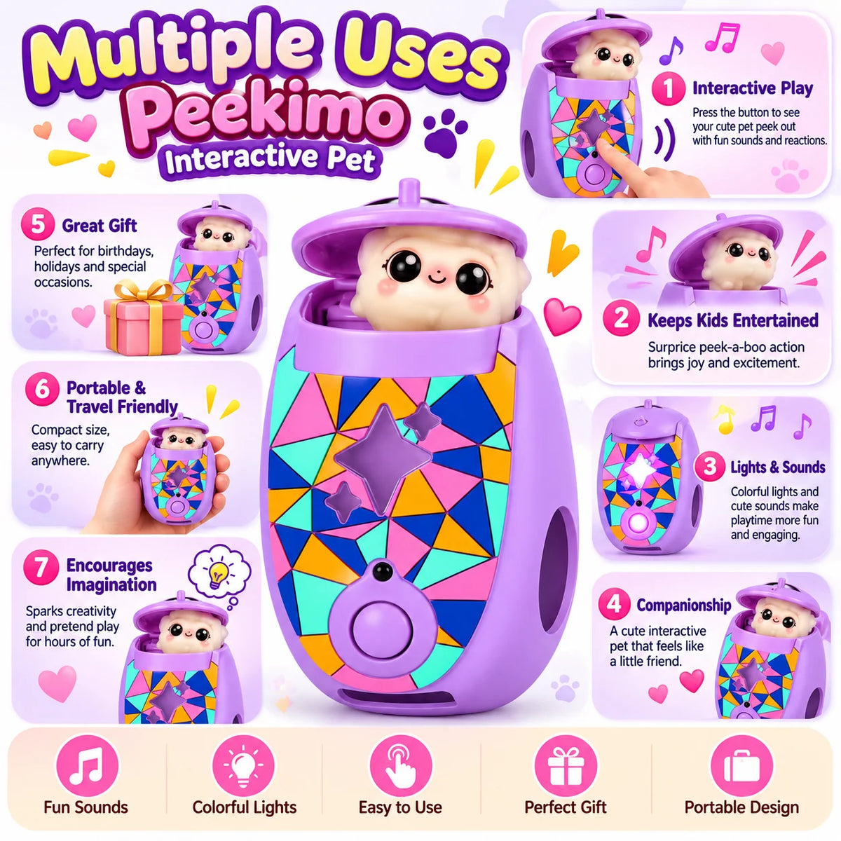 Peekimo Interactive Pet Toy – Purple