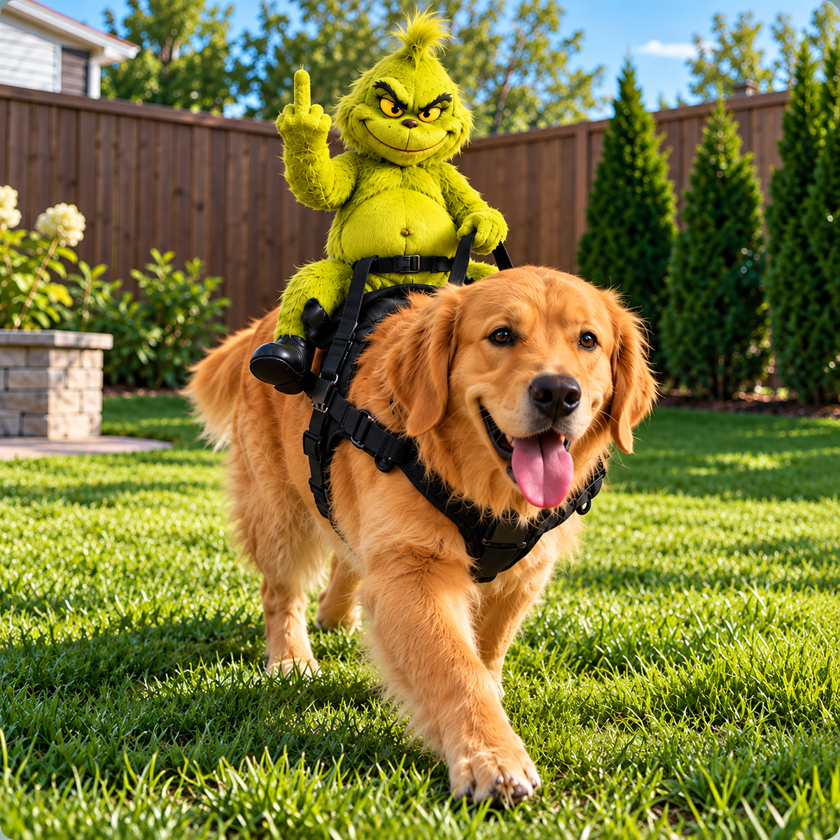 Funny Christmas Dog Rider Costume – Holiday Pet Outfit – image 3