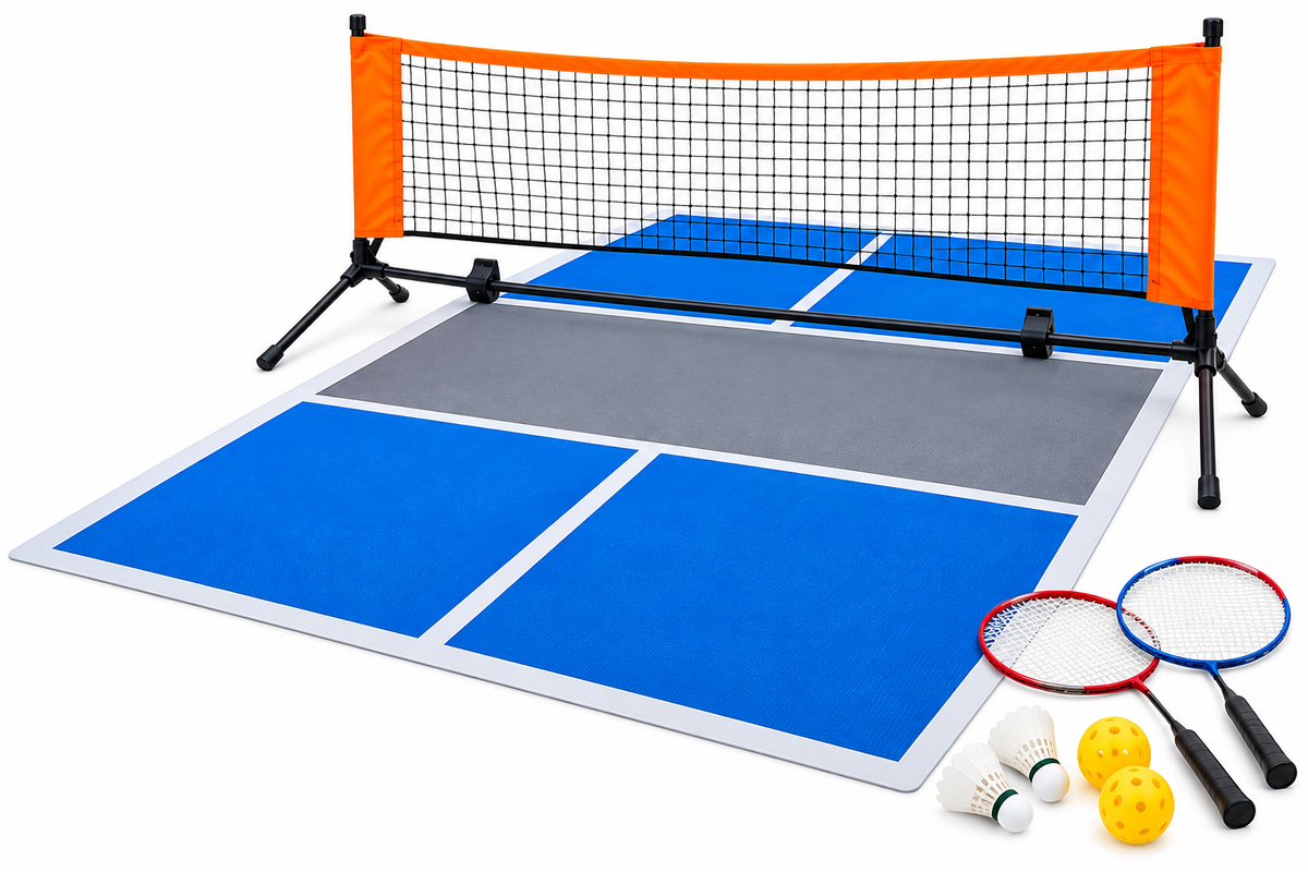 Portable Badminton Net Set with Rackets & Shuttlecocks