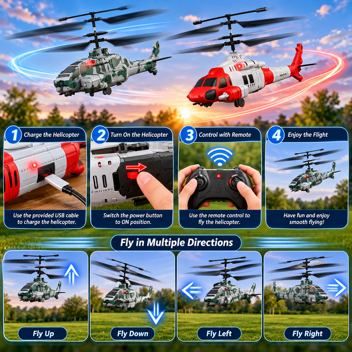 Remote Control Helicopter – Multi-Function RC Helicopter Toy – image 4