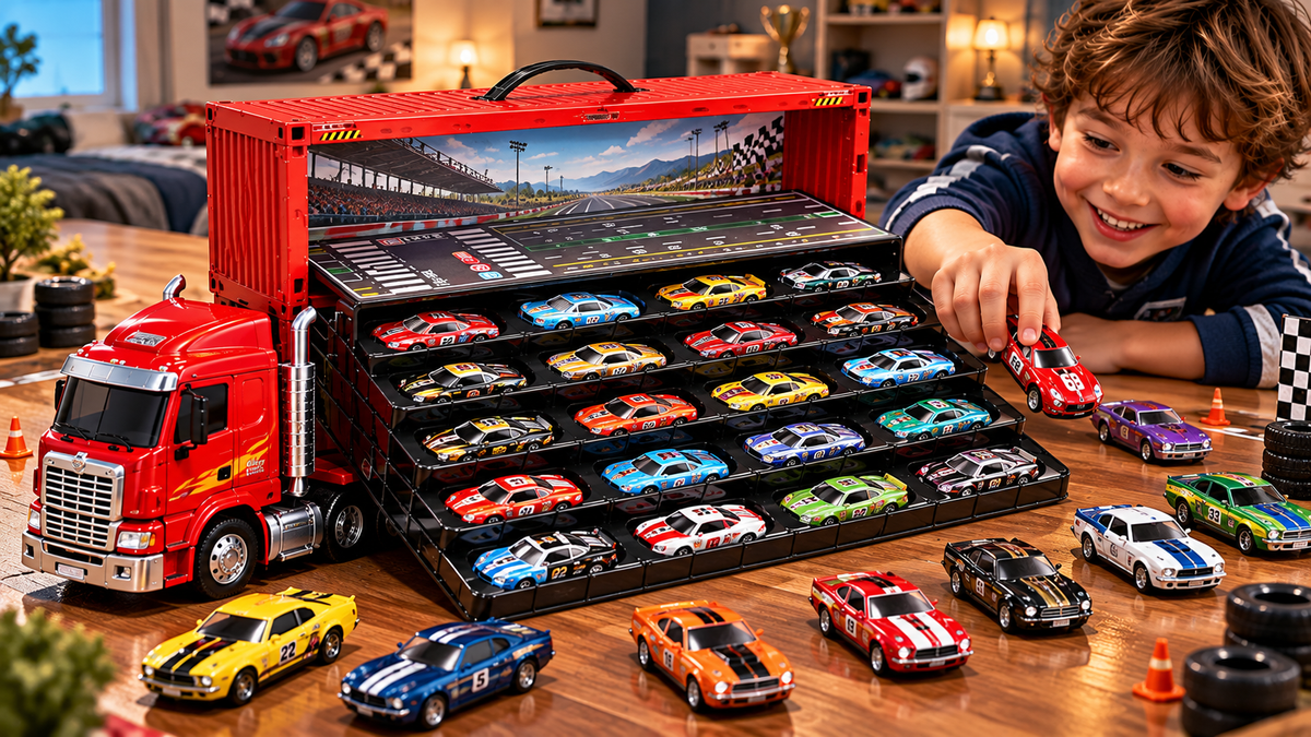 Race Car Transport Truck Toy – Carrier with Display Case – image 2