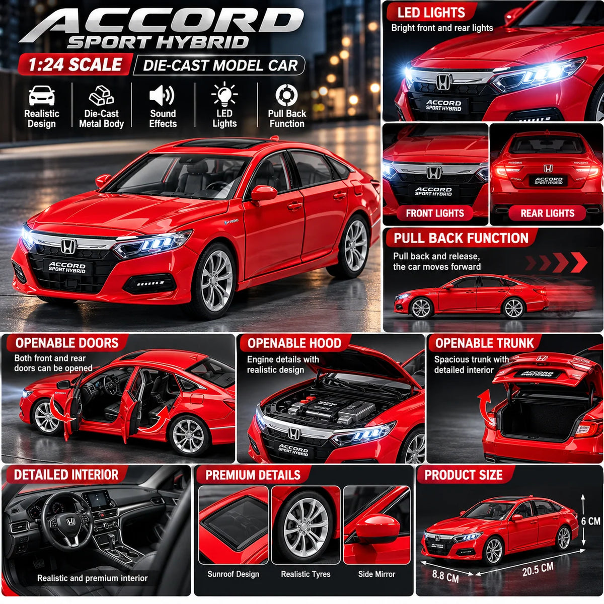 Honda Accord Model Car – Red