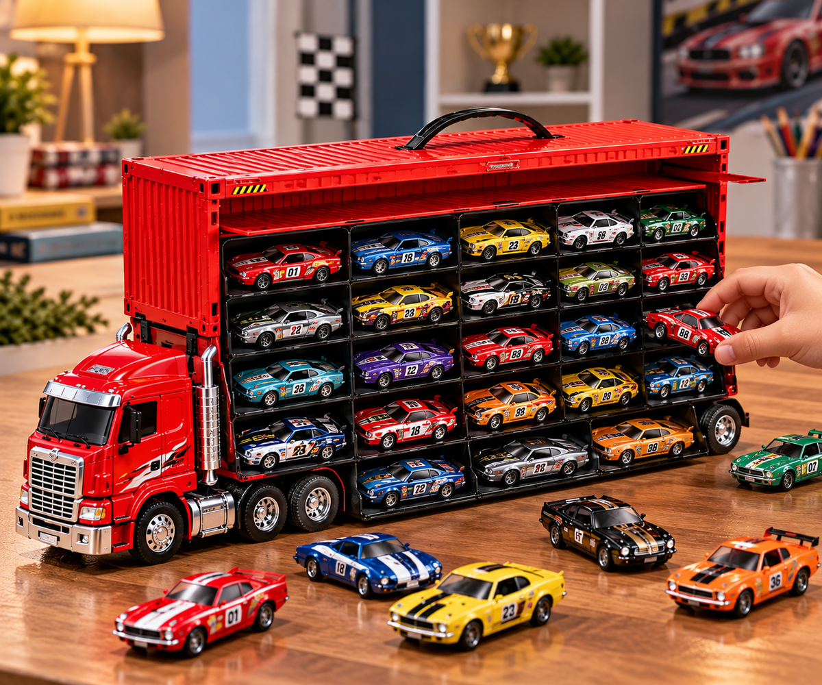 Race Car Transport Truck Toy – Carrier with Display Case – image 3