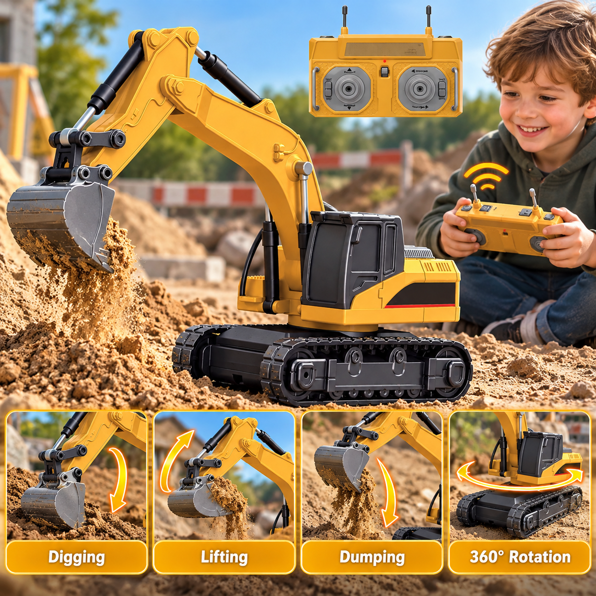 1/64 Mini RC Excavator – Remote Control Construction Toy – image 6