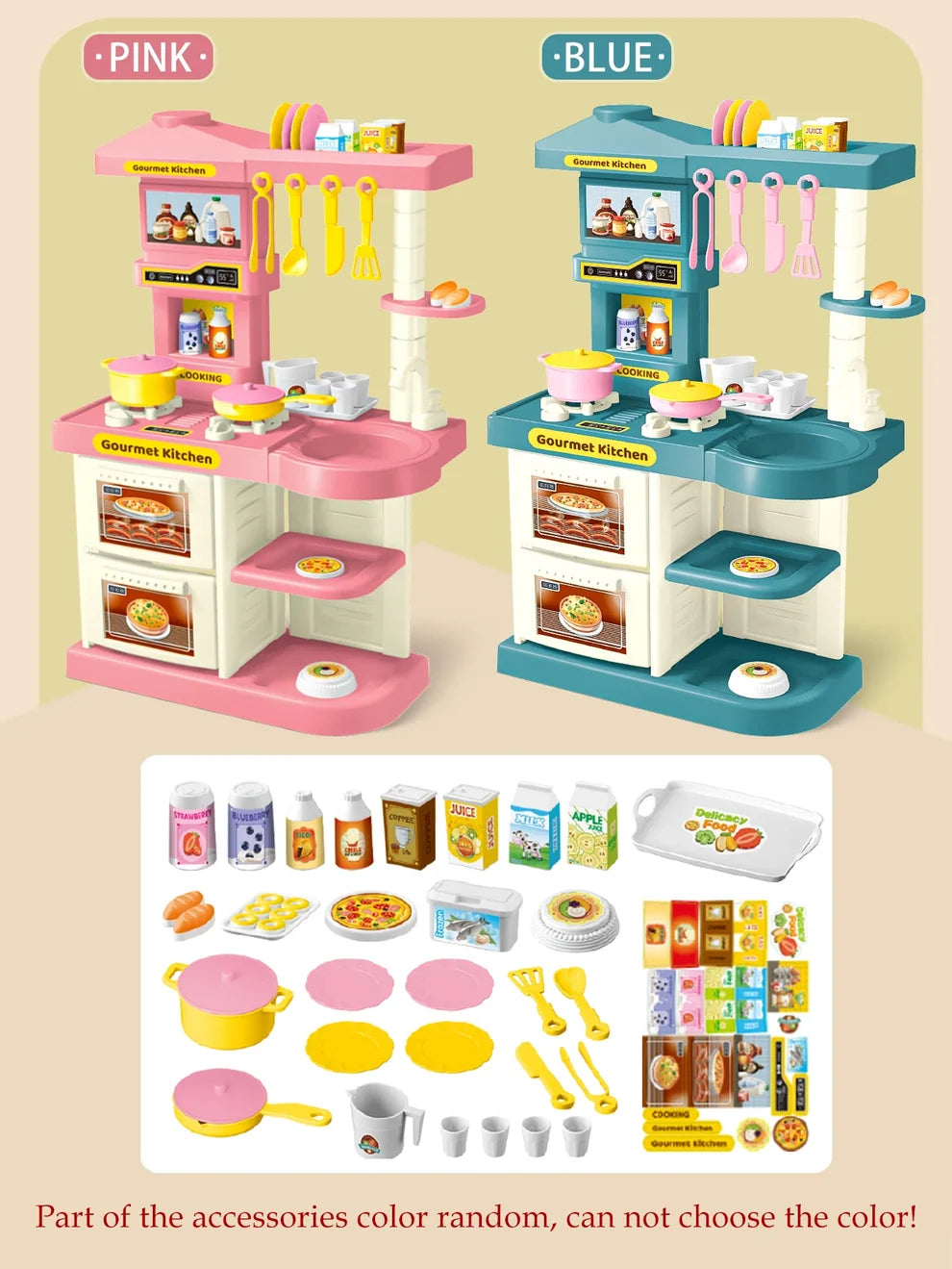 Pretend Kitchen Play Set – Blue or Pink