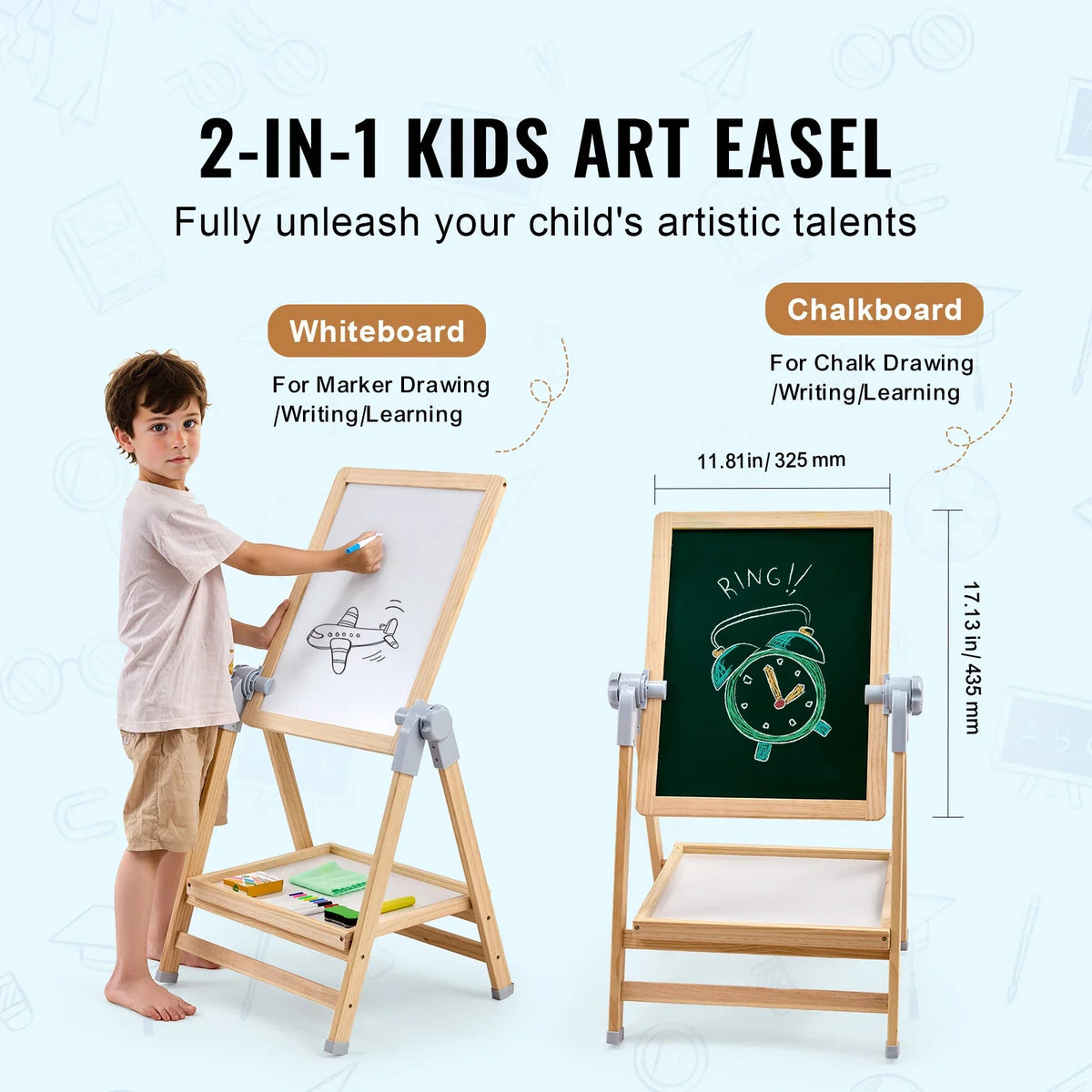 Adjustable double-sided art easel for kids – image 3