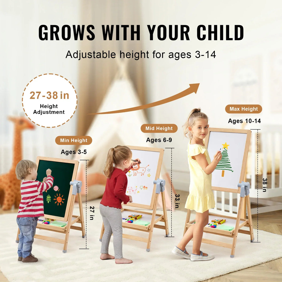 Adjustable double-sided art easel for kids – image 5
