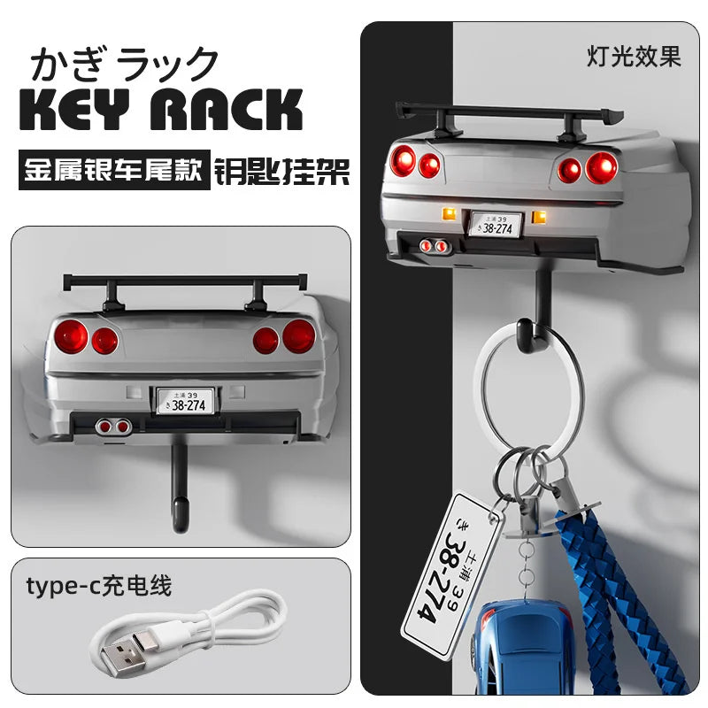 LED Illuminated Car Key Holder Wall Rack