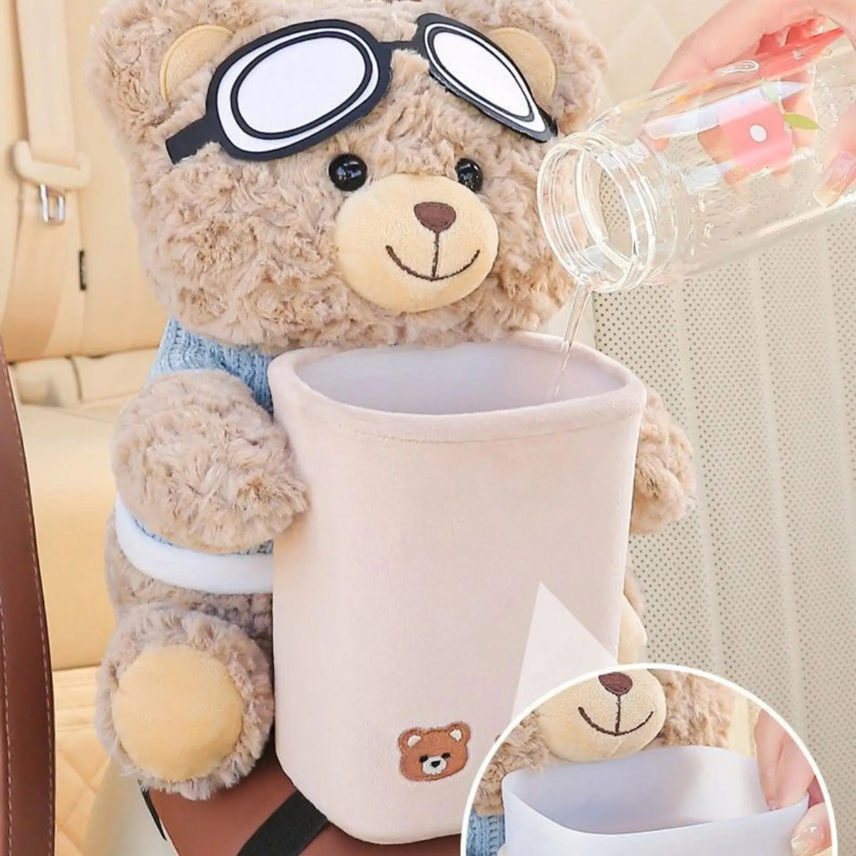 Cute Bear 2-in-1 Car Tissue Holder &amp; Trash Bin