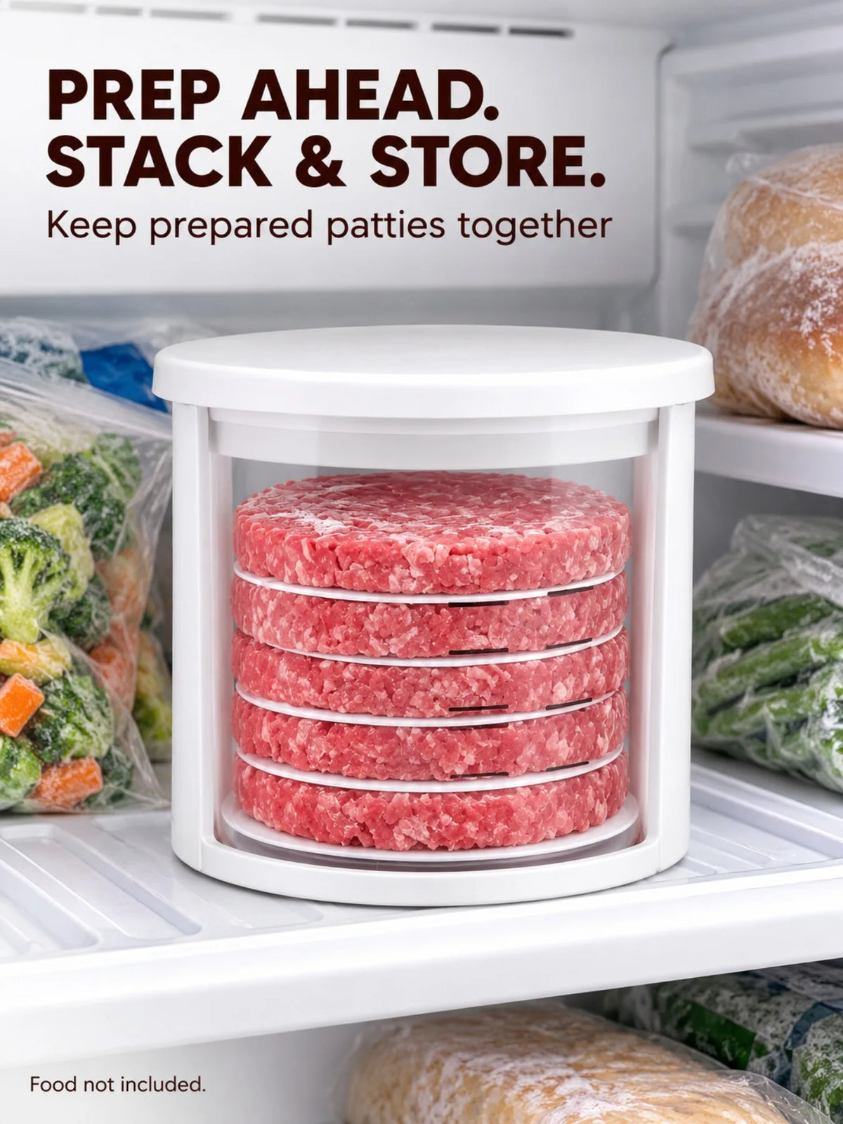 Stackable Burger Patty Press Set with Storage Container