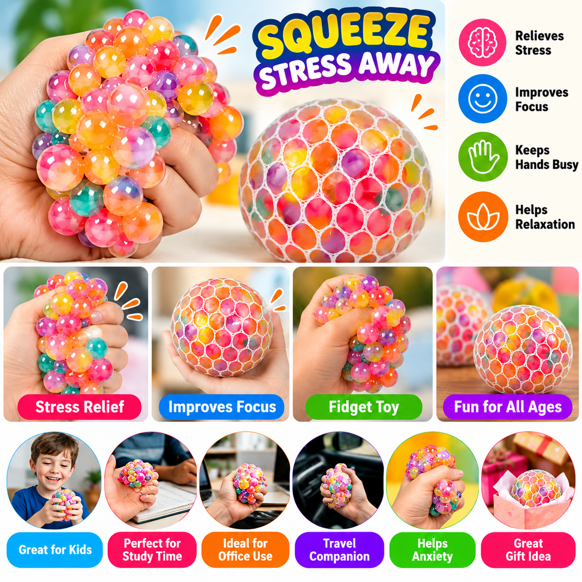 Rainbow Squishy  Sensory Stress ball