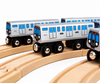 Wooden Toy Train with Silver Body and 8 Wheels