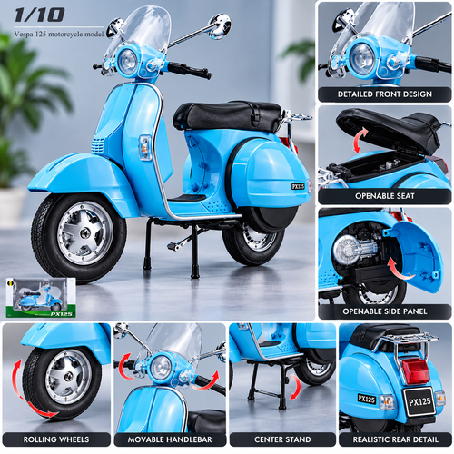 1:10 Scale Vespa 125 Die-Cast Motorcycle Model