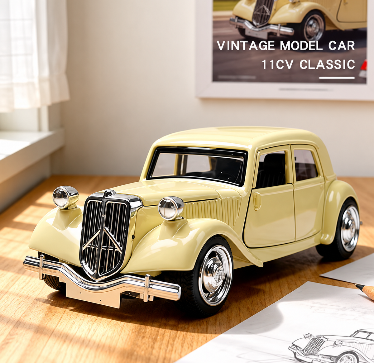 1:36 Scale 11CV Vintage Diecast Model Car
