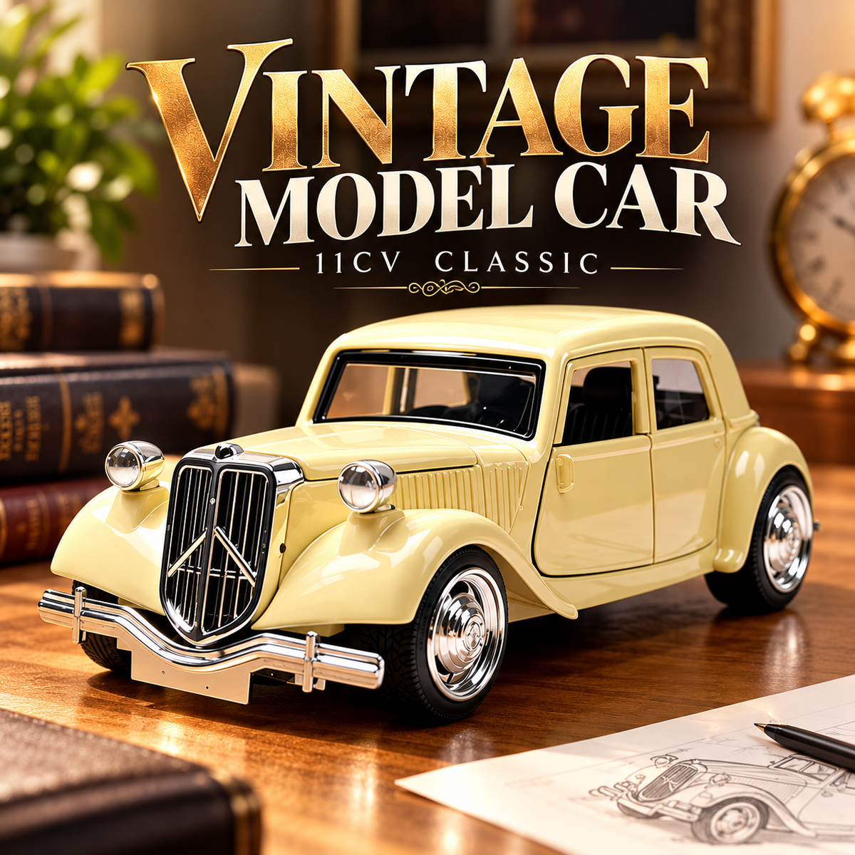 1:36 Scale 11CV Vintage Diecast Model Car